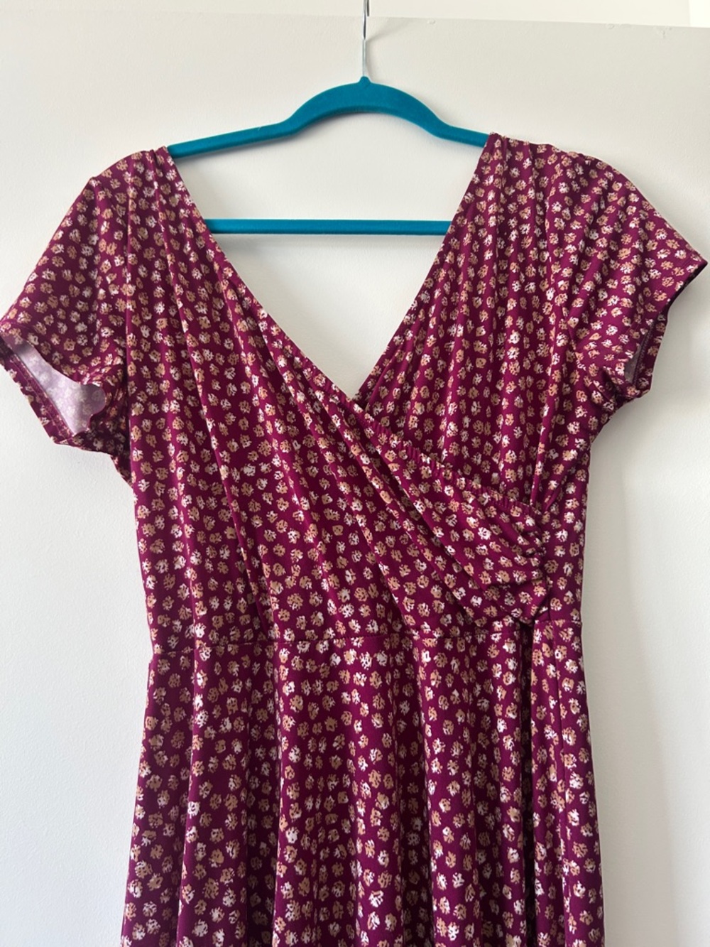 Kaileigh Burgundy Floral Midi Wrap Dress
